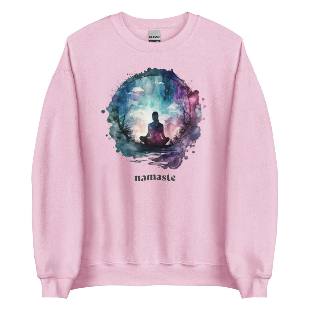 Namaste Yoga Meditation Sweatshirt - Watercolor Sphere - Light Pink Color