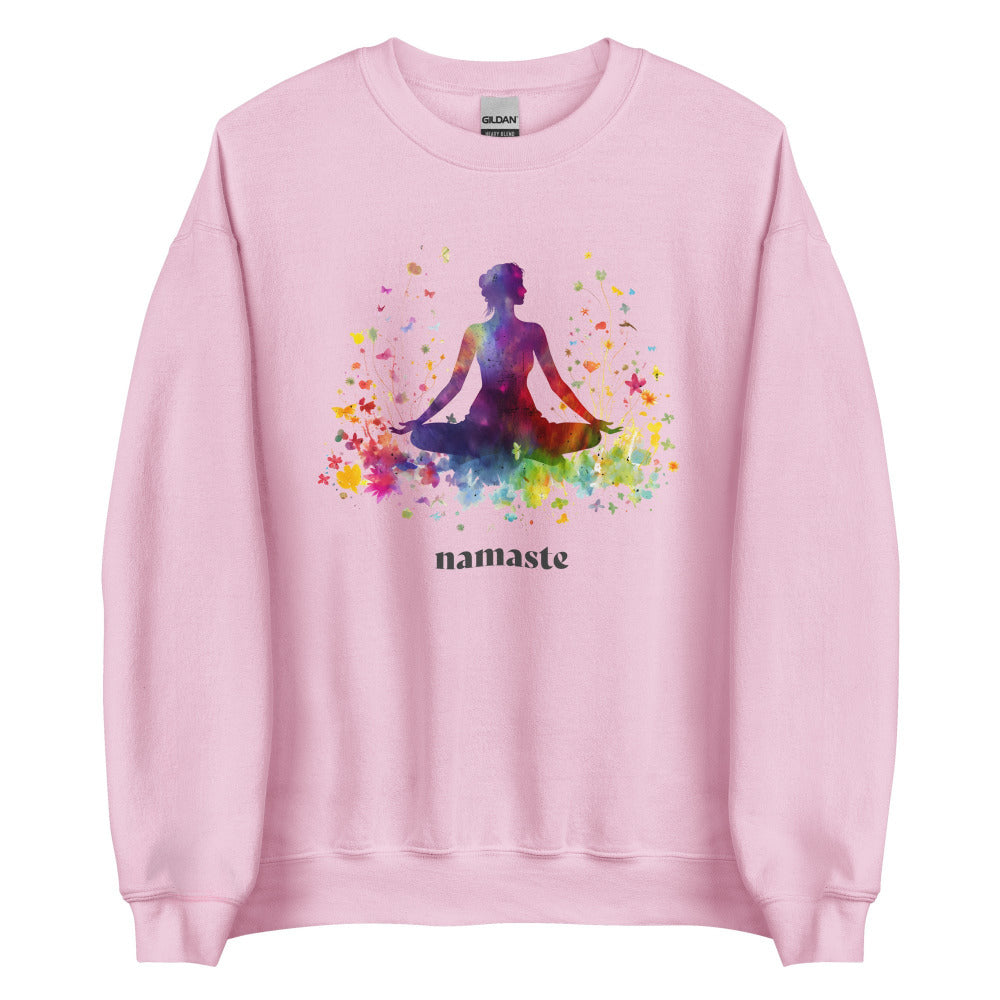 Namaste Yoga Meditation Sweatshirt - Rainbow Garden - Light Pink Color