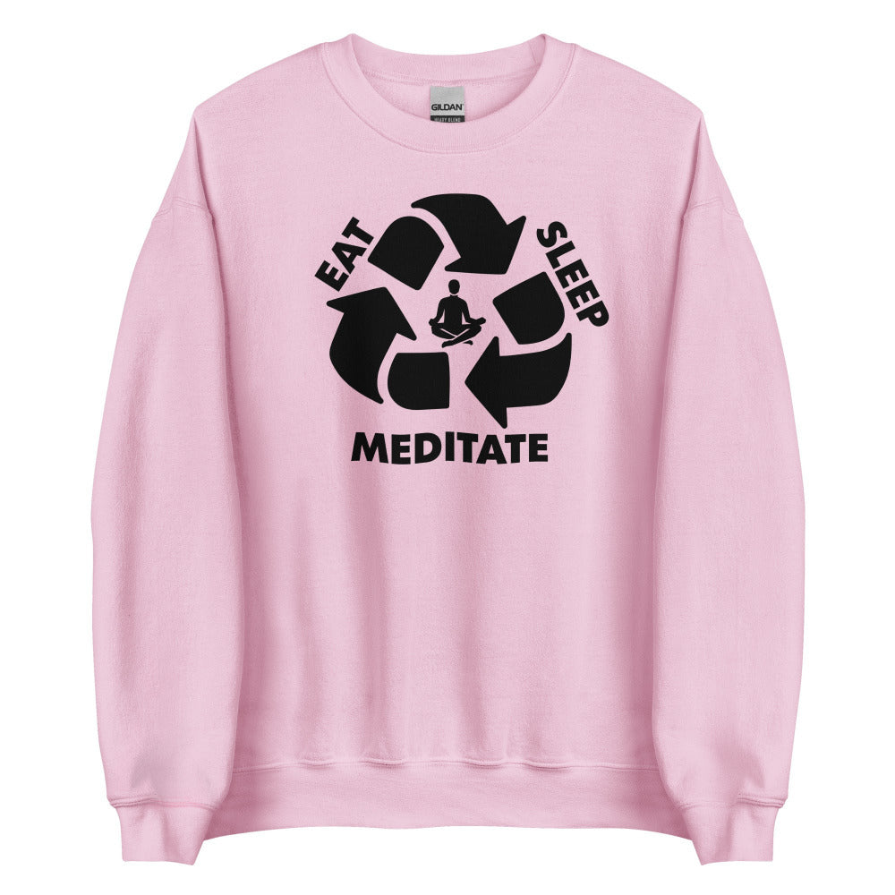 Eat Sleep Meditate Sweatshirt - Light Pink Color