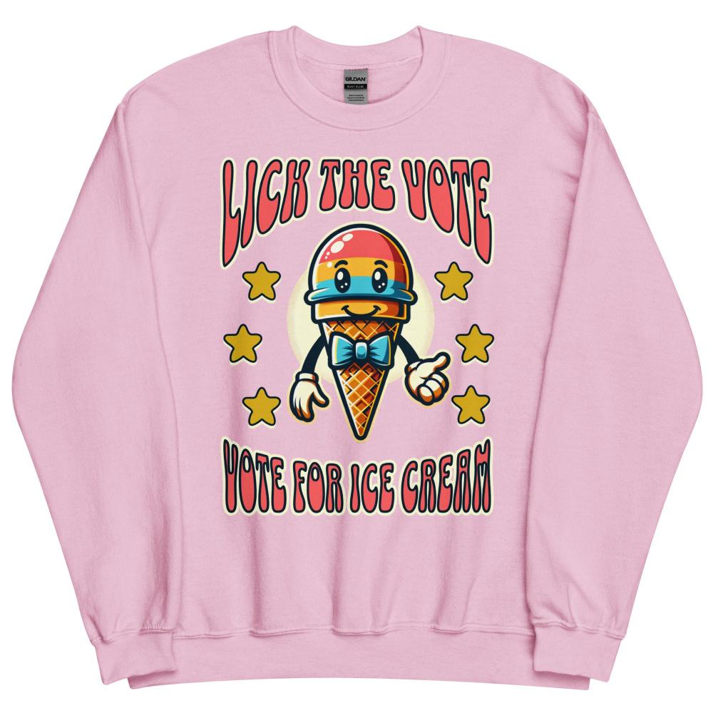 Lick The Vote Ice Cream Sweatshirt - Light Pink Color - https://ascensionemporium.net