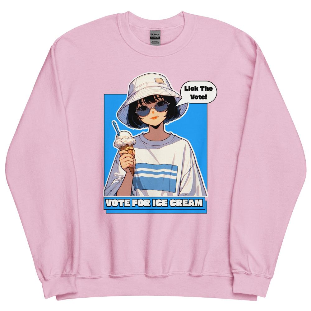 Lick The Vote Anime Ice Cream Girl Sweatshirt - Light Pink Color - https://ascensionemporium.net