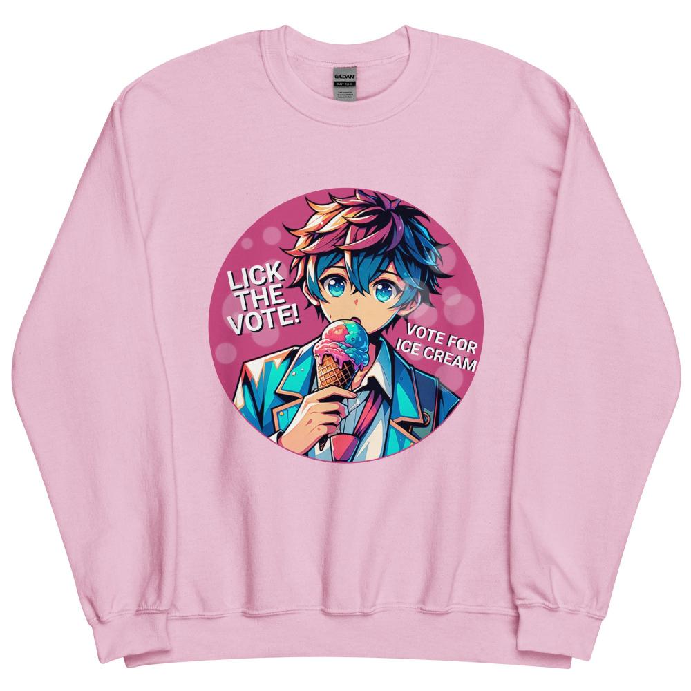 Lick The Vote Anime Ice Cream Boy Sweatshirt - Light Pink Color - https://ascensionemporium.net
