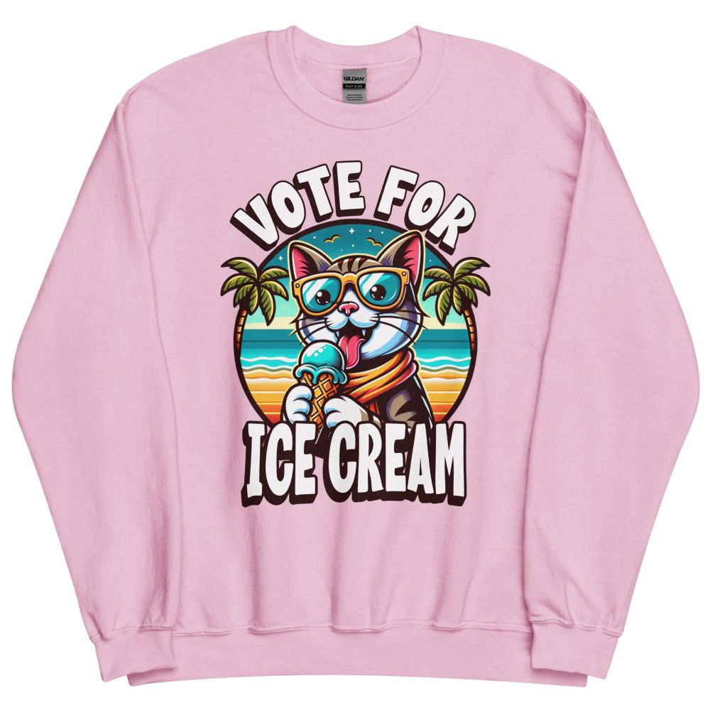 Vote For Ice Cream Cat Sweatshirt - Light Pink Color - https://ascensionemporium.net