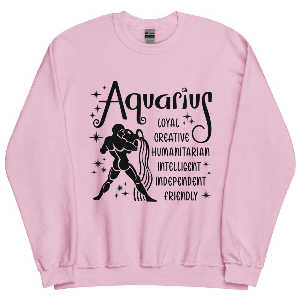 Aquarius Zodiac Positive Traits Sweatshirt - Light Pink Color - https://ascensionemporium.net