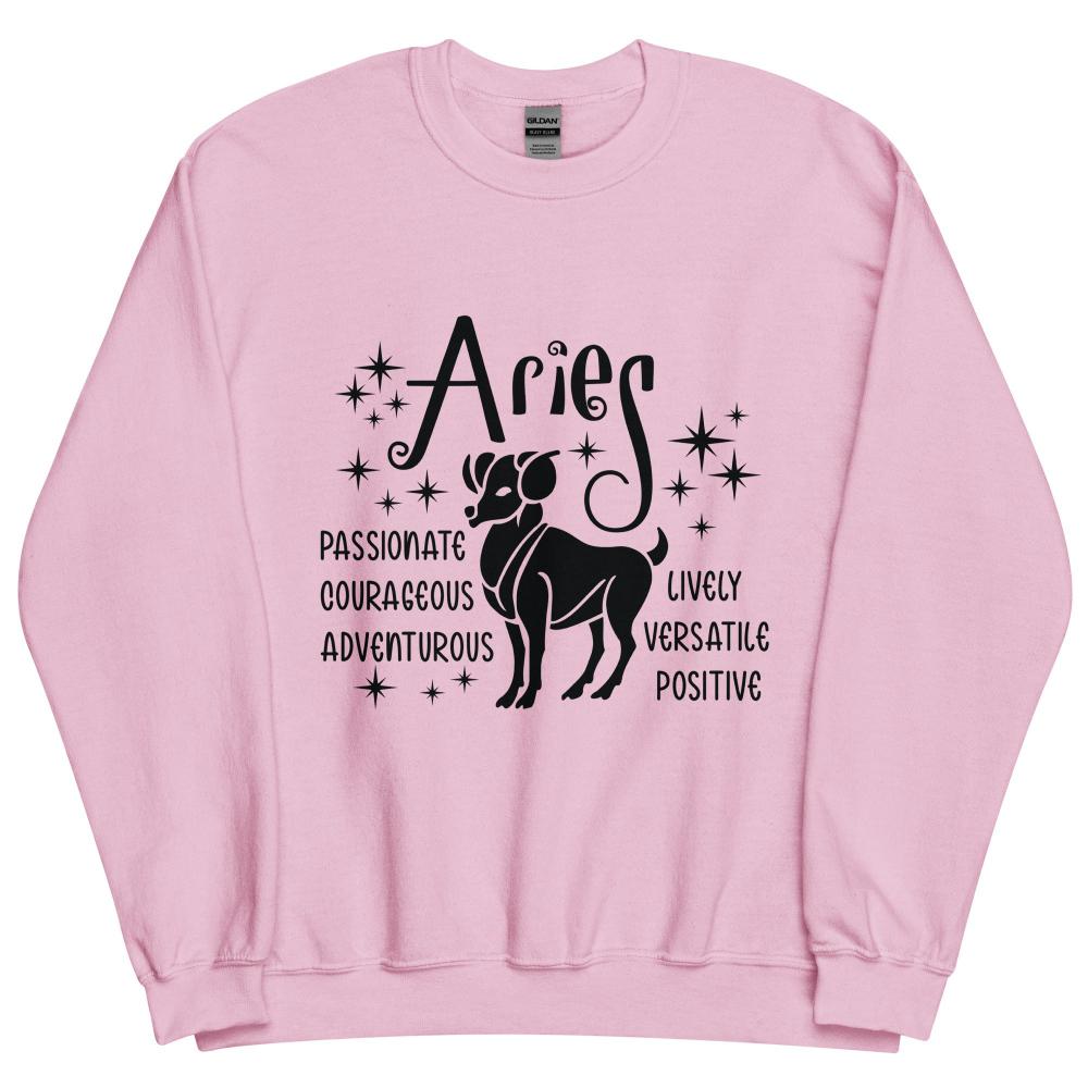 Aries Zodiac Positive Traits Sweatshirt - Light Pink Color - https://ascensionemporium.net