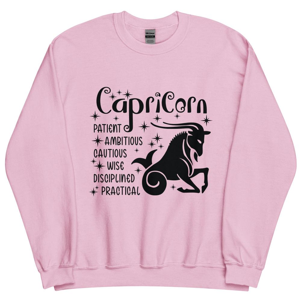 Capricorn Zodiac Positive Traits Sweatshirt - Light Pink Color - https://ascensionemporium.net