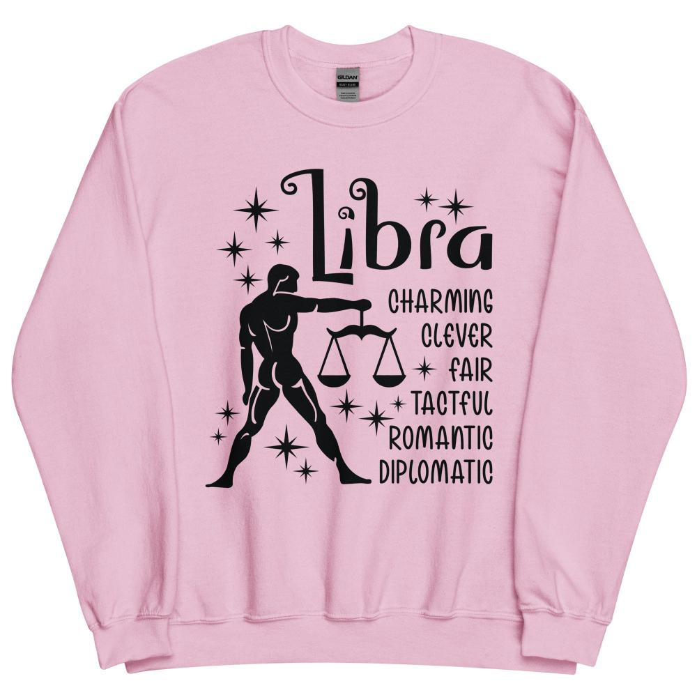 Libra Zodiac Positive Traits Sweatshirt - Light Pink Color - https://ascensionemporium.net