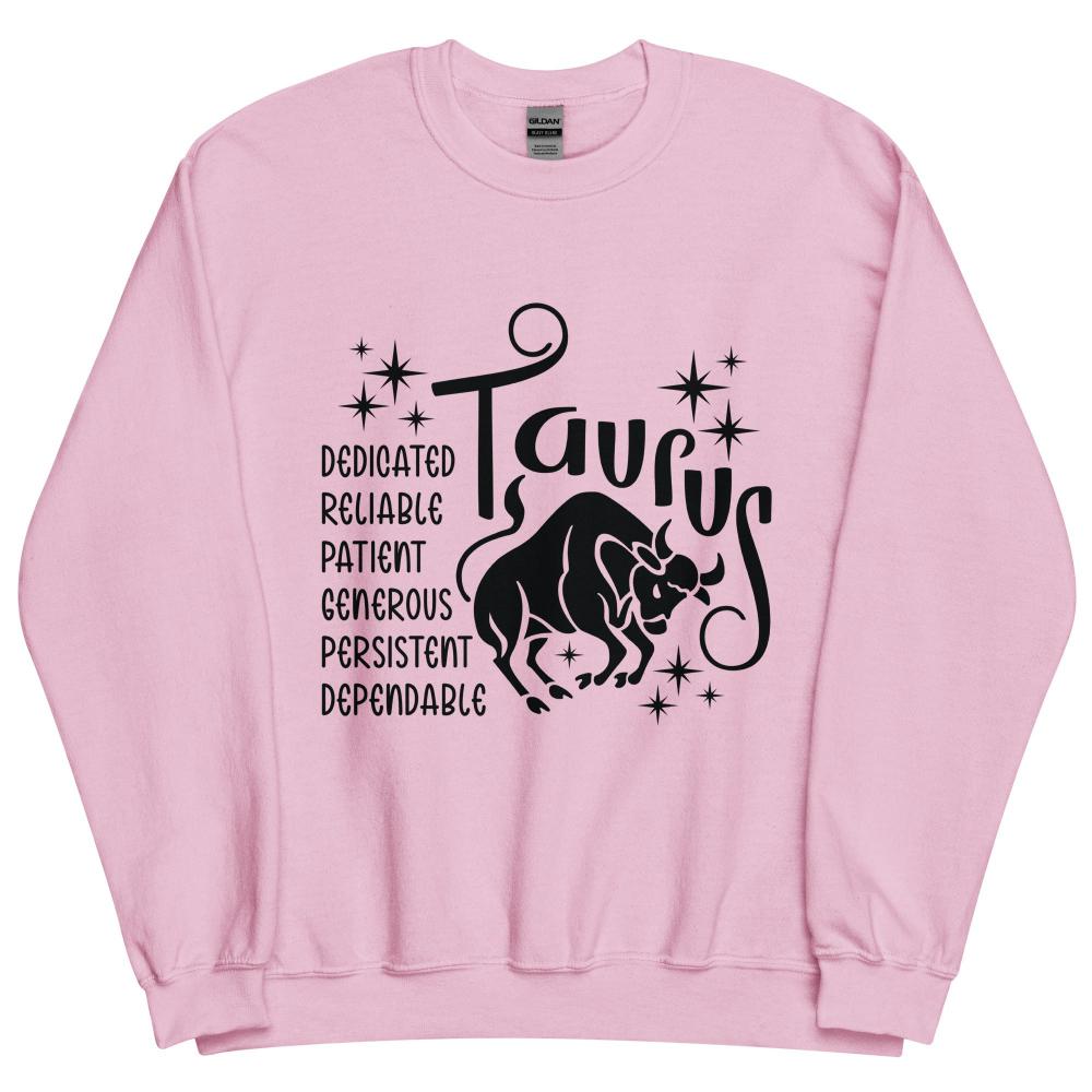 Taurus Zodiac Positive Traits Sweatshirt - Light Pink Color - https://ascensionemporium.net