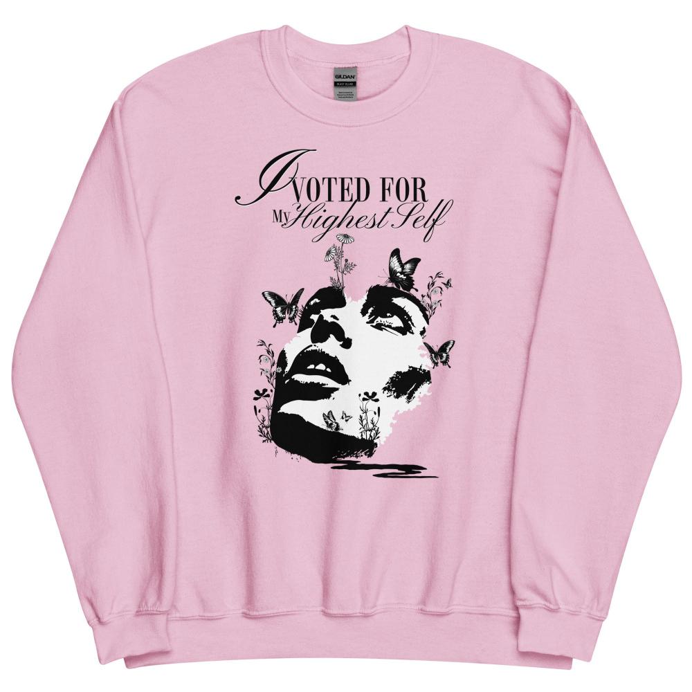 I Voted For My Highest Self Sweatshirt - Light Pink Color - https://ascensionemporium.net