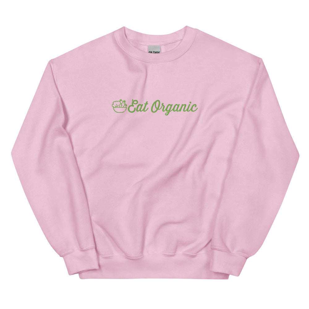 Eat Organic Embroidered Sweatshirt - Light Pink Color - https://ascensionemporium.net 