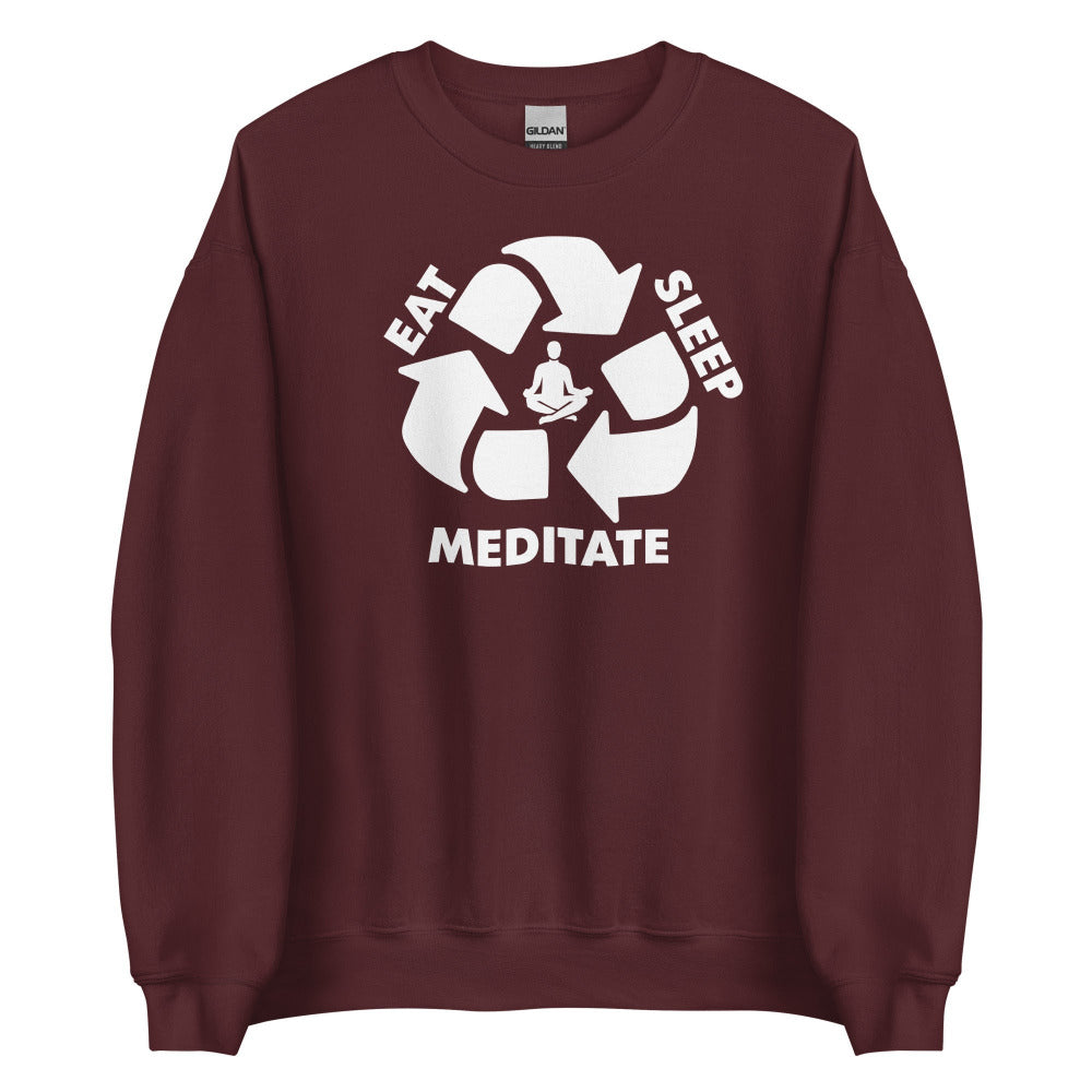 Eat Sleep Meditate Sweatshirt - Maroon Color