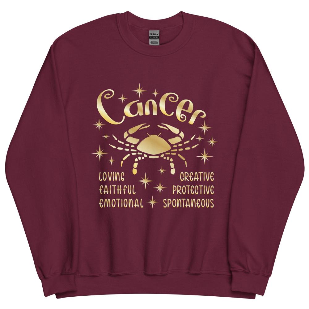 Cancer Zodiac Positive Traits Sweatshirt - Maroon Color - https://ascensionemporium.net