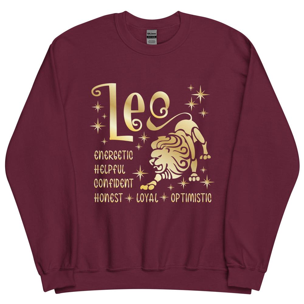Leo Zodiac Positive Traits Sweatshirt - Maroon Color - https://ascensionemporium.net