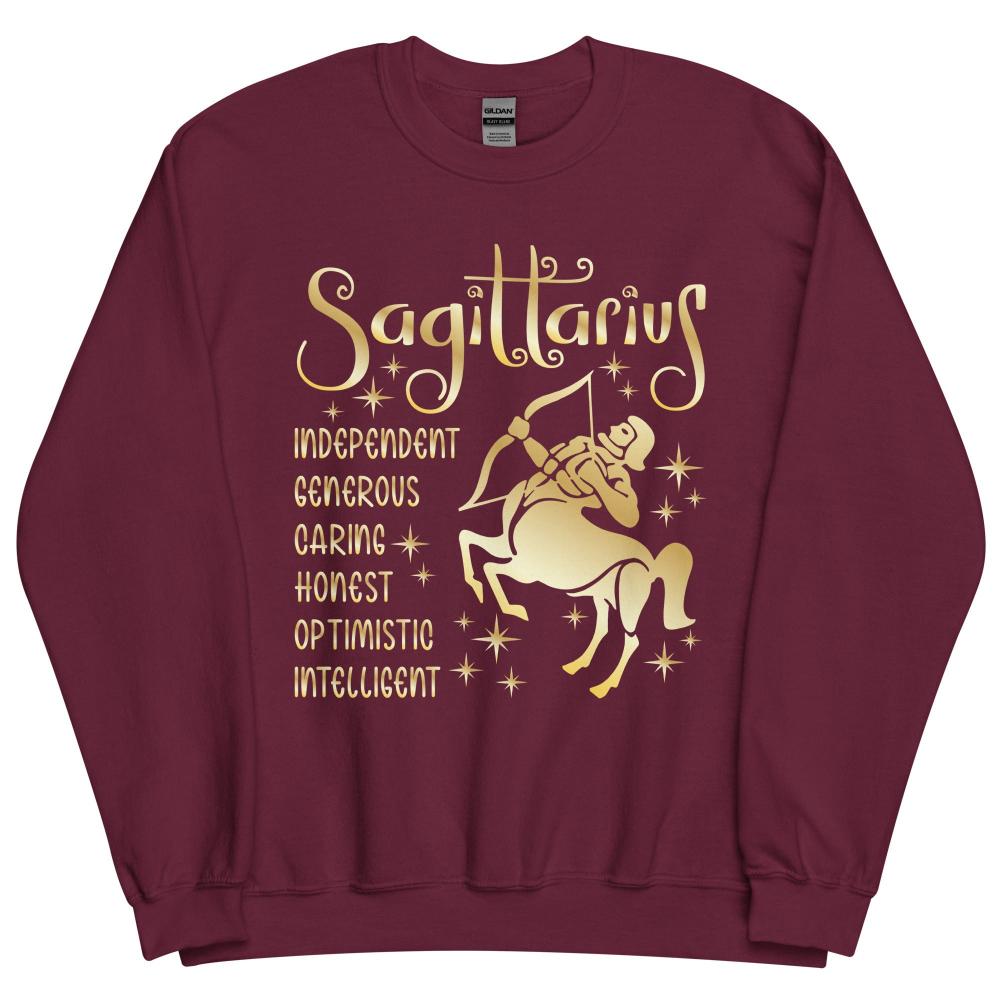 Sagittarius Zodiac Positive Traits Sweatshirt - Maroon Color - https://ascensionemporium.net