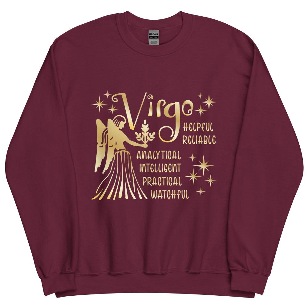 Virgo Zodiac Positive Traits Sweatshirt - Maroon Color - https://ascensionemporium.net