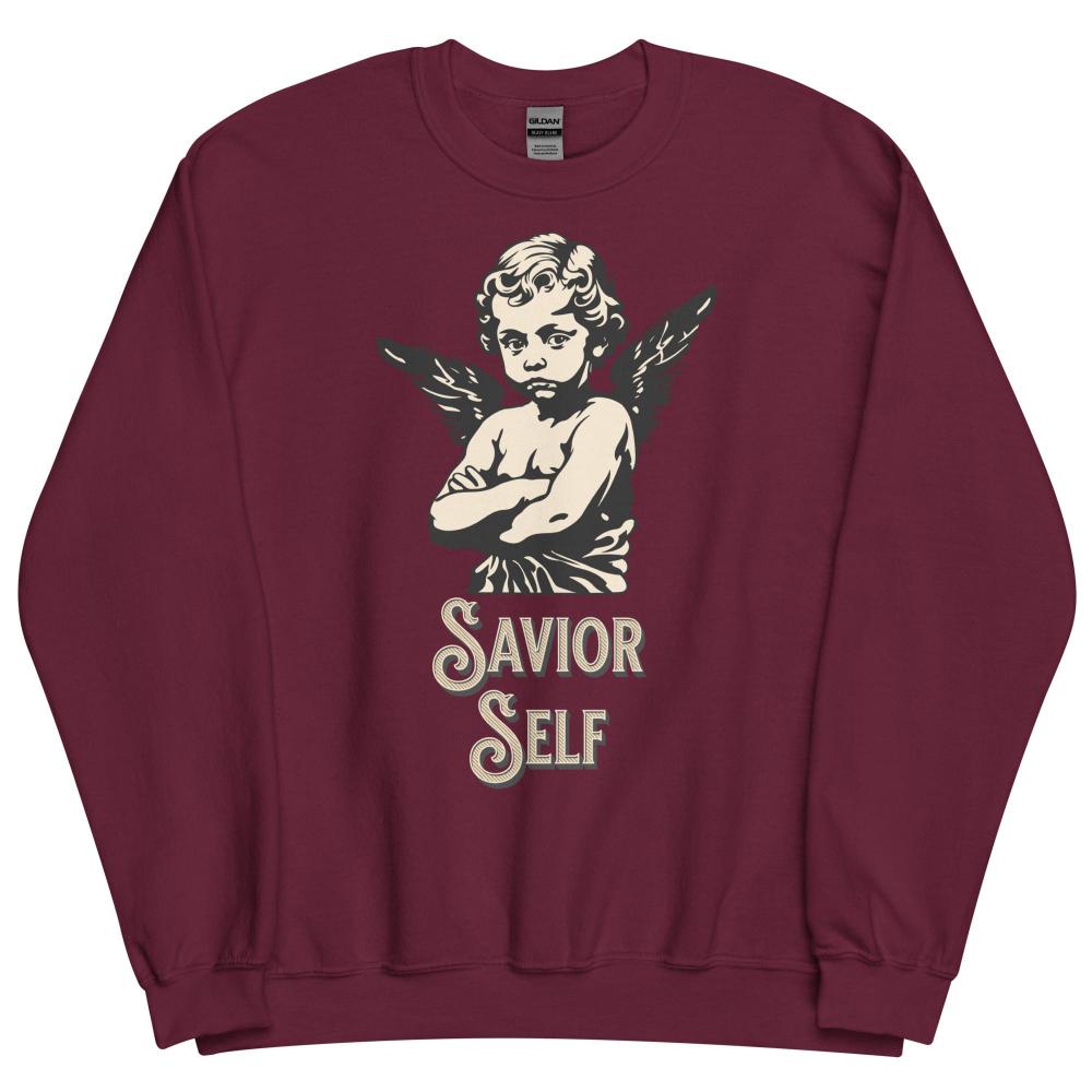 Savior Self Boy Angel Sweatshirt - Maroon Color - https://ascensionemporium.net