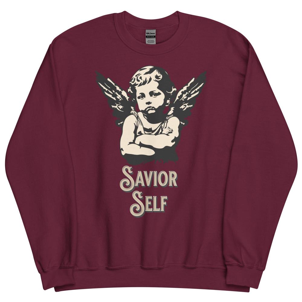 Savior Self Girl Angel Sweatshirt - Maroon Color - https://ascensionemporium.net