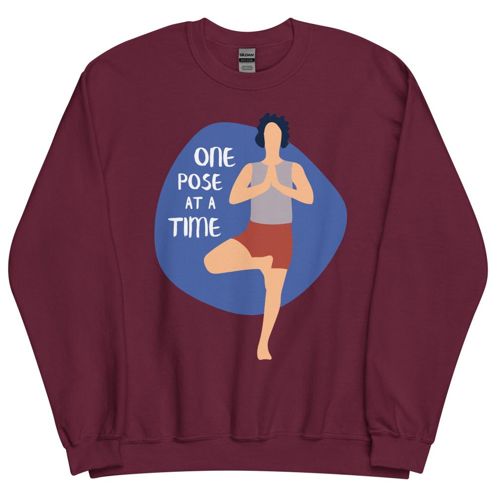 One Pose At A Time Yoga Sweatshirt - Maroon Color - https://ascensionemporium.net