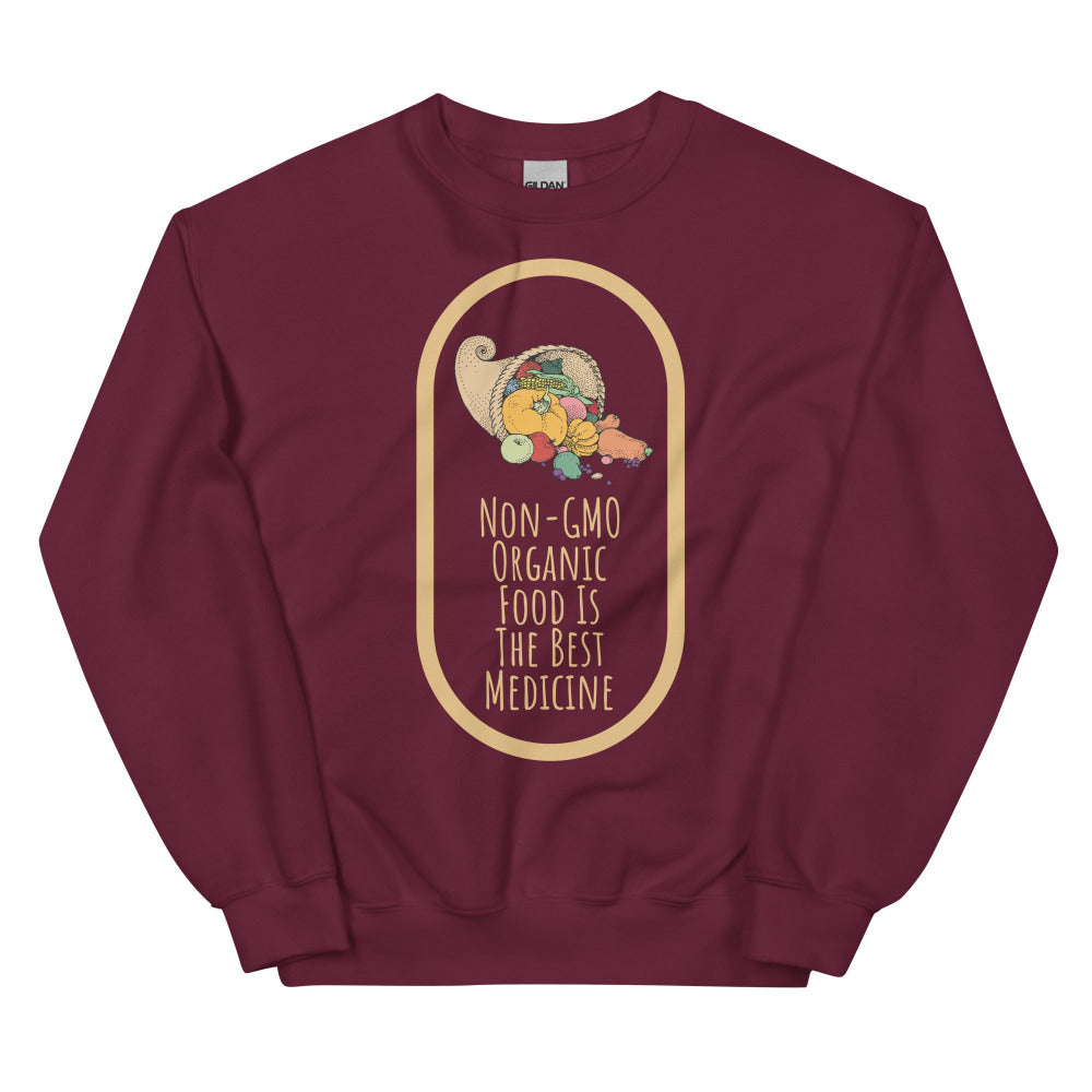 Non-GMO Organic Food Is The Best Medicine Sweatshirt - Maroon Color - https://ascensionemporium.net