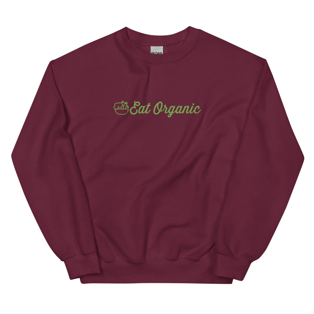 Eat Organic Embroidered Sweatshirt - Maroon Color - https://ascensionemporium.net 