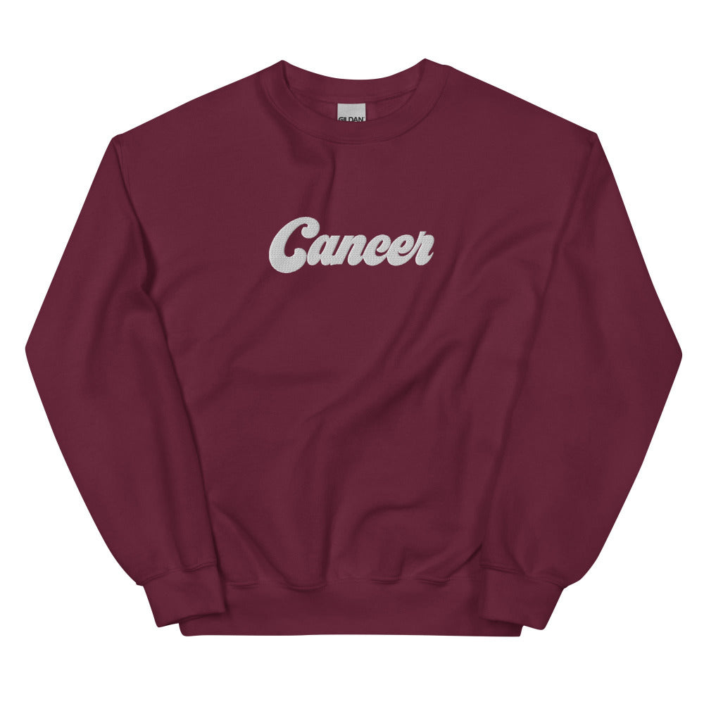 Cancer Zodiac Embroidered Sweatshirt - Maroon Color - https://ascensionemporium.net