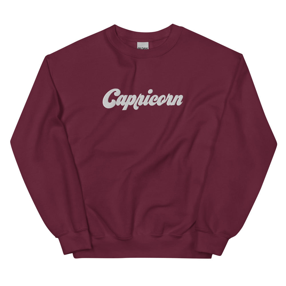 Capricorn Zodiac Embroidered Sweatshirt - Maroon Color - https://ascensionemporium.net