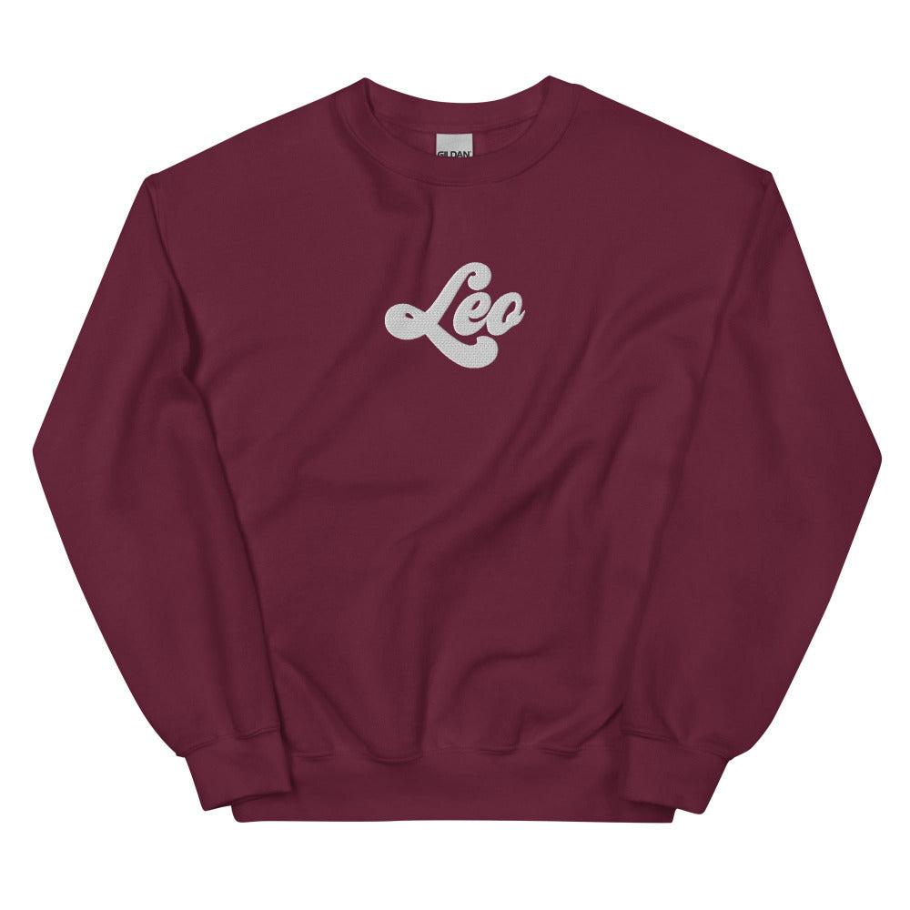 Leo Zodiac Embroidered Sweatshirt - Maroon Color - https://ascensionemporium.net