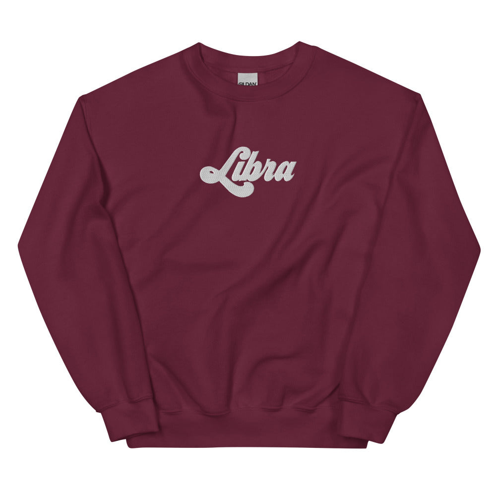Libra Zodiac Embroidered Sweatshirt - Maroon Color - https://ascensionemporium.net