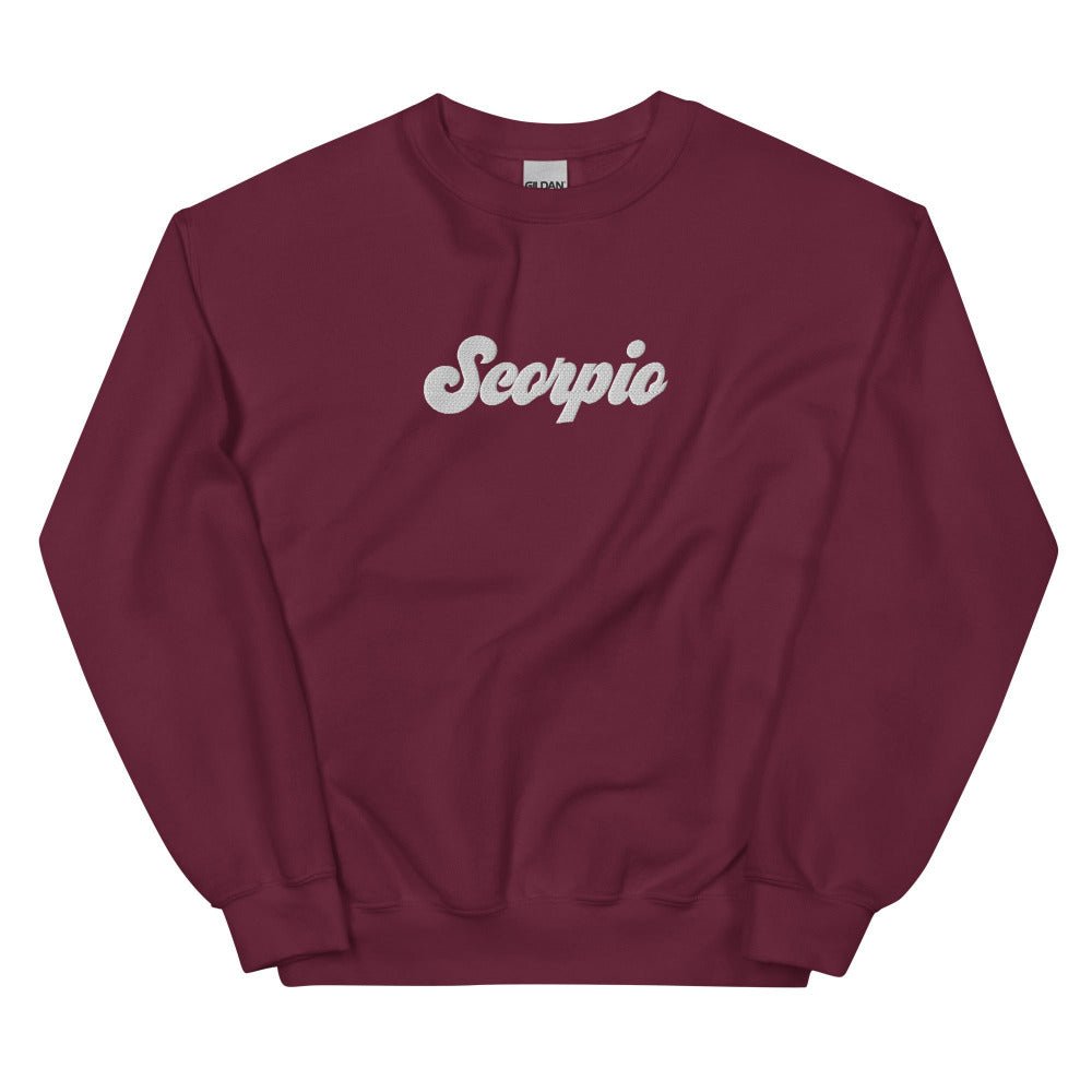 Scorpio Zodiac Embroidered Sweatshirt - Maroon Color - https://ascensionemporium.net