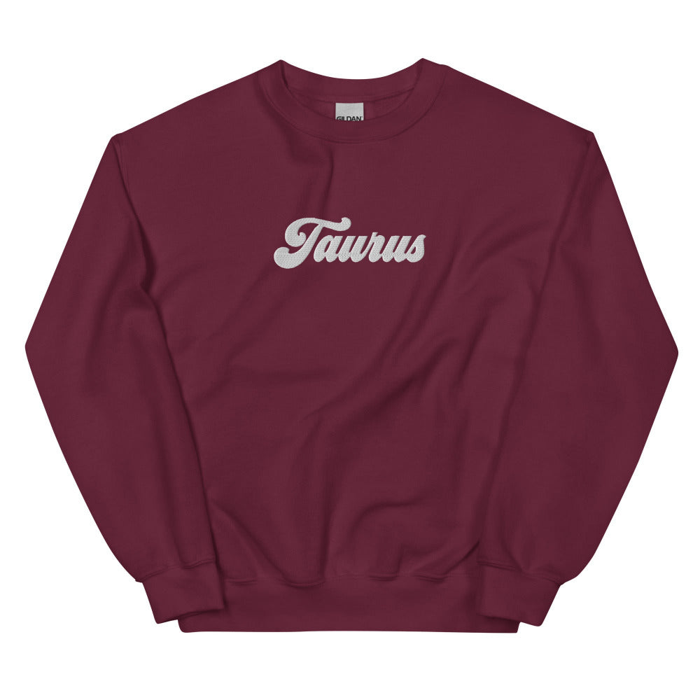 Taurus Zodiac Embroidered Sweatshirt - Maroon Color - https://ascensionemporium.net