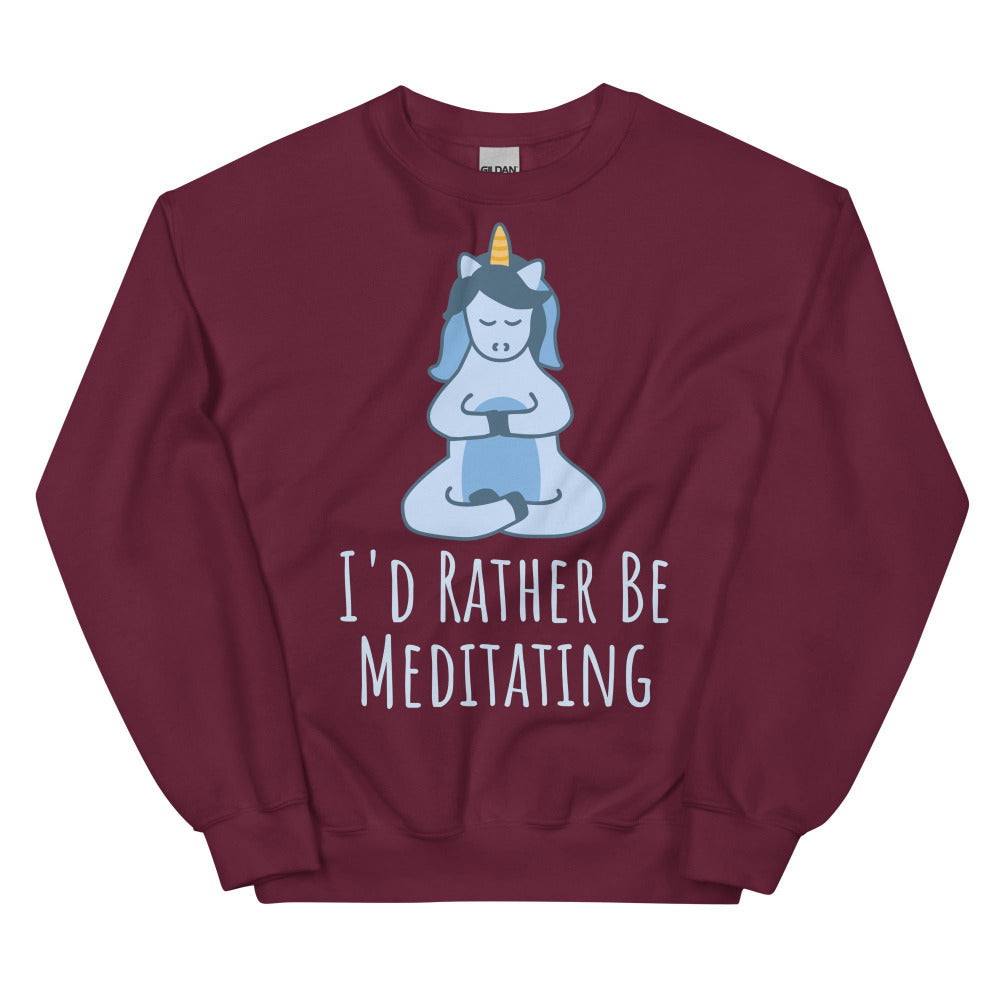 I'd Rather Be Meditating Unicorn Sweatshirt - Maroon Color - https://ascensionemporium.net