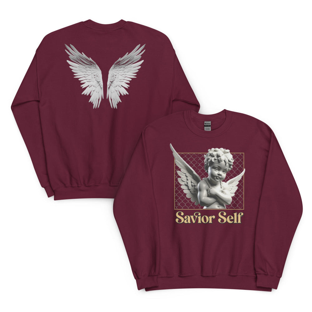 Savior Self Angel Wings Sweatshirt - Maroon Color - https://ascensionemporium.net