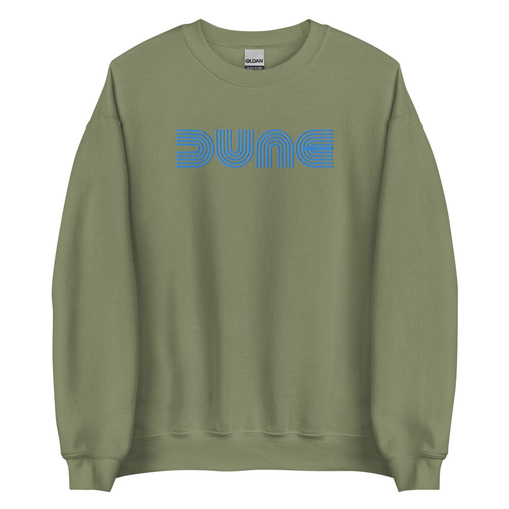 Dune Embroidered Sweatshirt - Military Green Color - Blue Embroidery