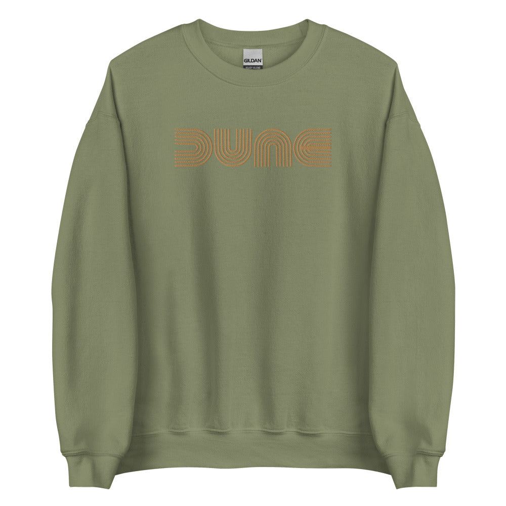 Dune Embroidered Sweatshirt - Military Green Color - Gold Embroidery