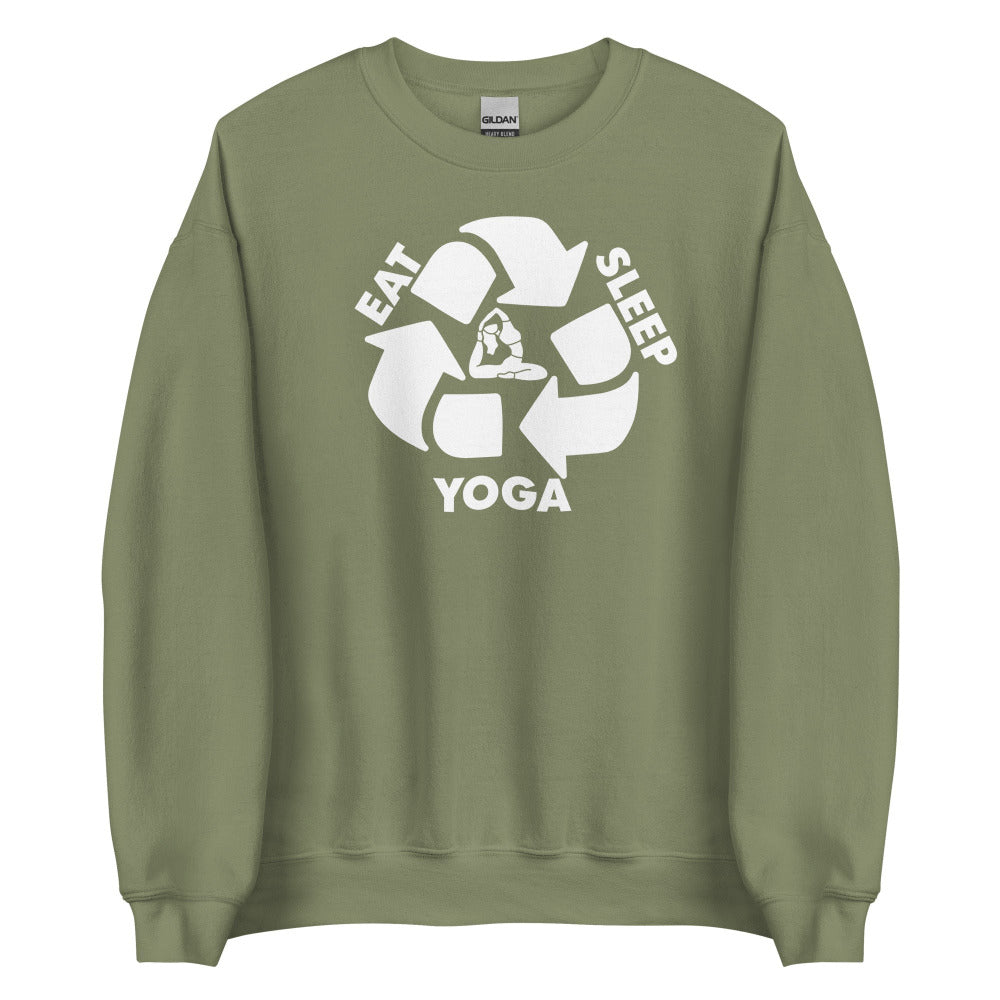 Eat Sleep Yoga Sweatshirt - Military Green Color