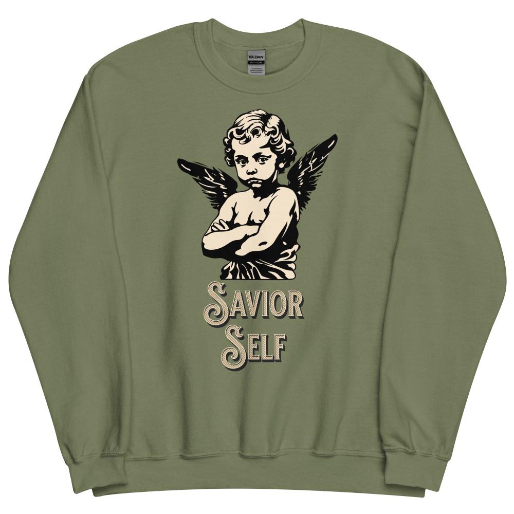 Savior Self Boy Angel Sweatshirt - Military Green Color - https://ascensionemporium.net