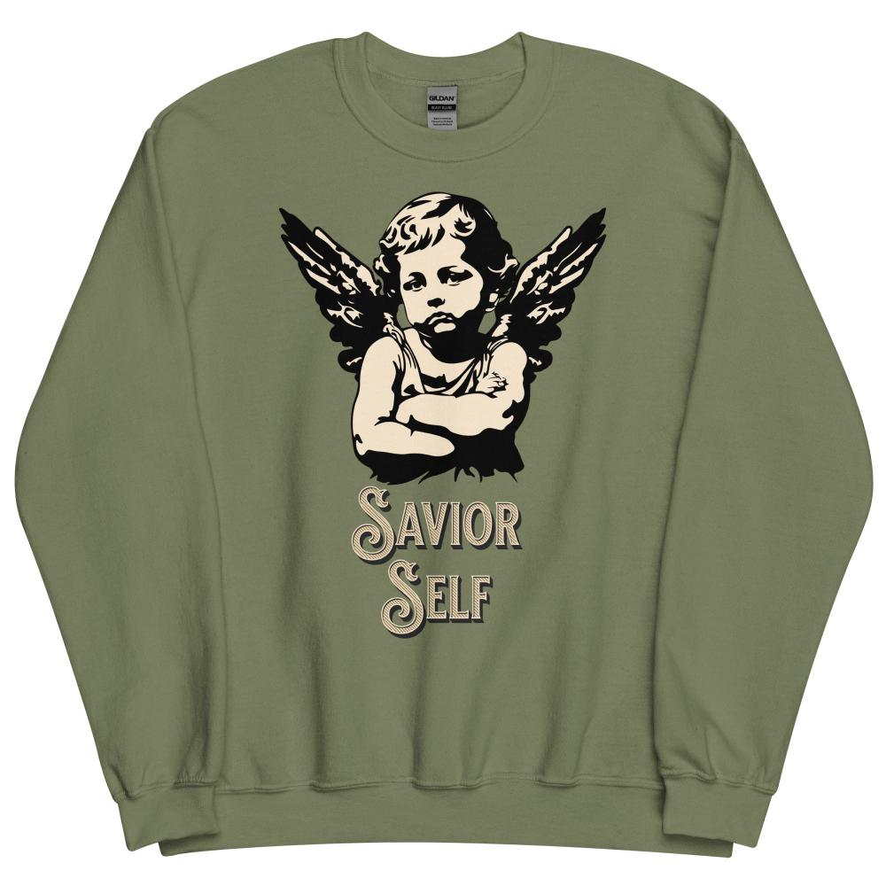 Savior Self Girl Angel Sweatshirt - Military Green Color - https://ascensionemporium.net