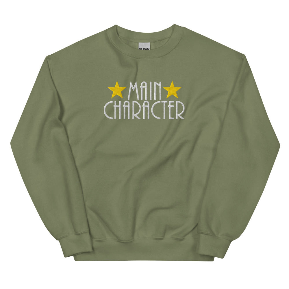 Main Character Embroidered Sweatshirt - Military Green Color - https://ascensionemporium.net