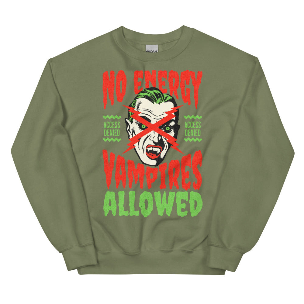 No Energy Vampire Allowed Sweatshirt - Military Green Color - https://ascensionemporium.net