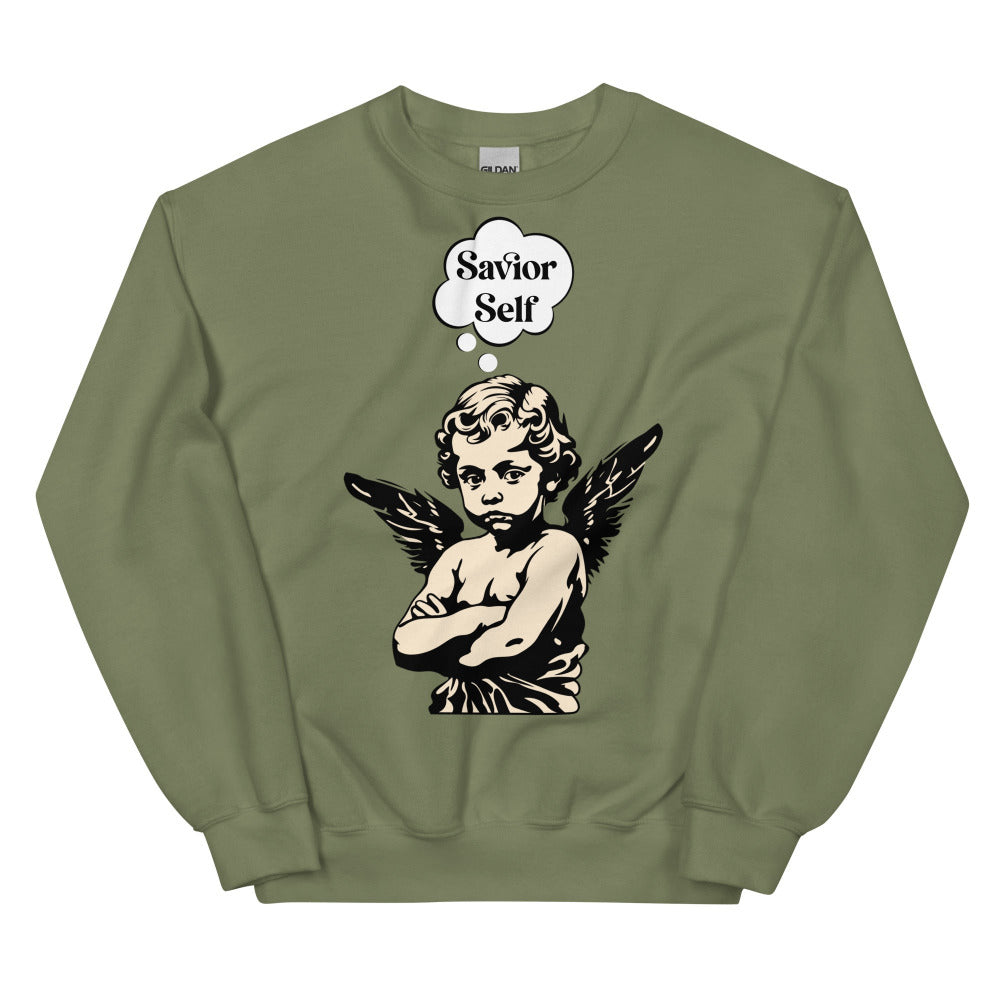 Savior Self Boy Angel Sweatshirt - Military Green Color - https://ascensionemporium.net