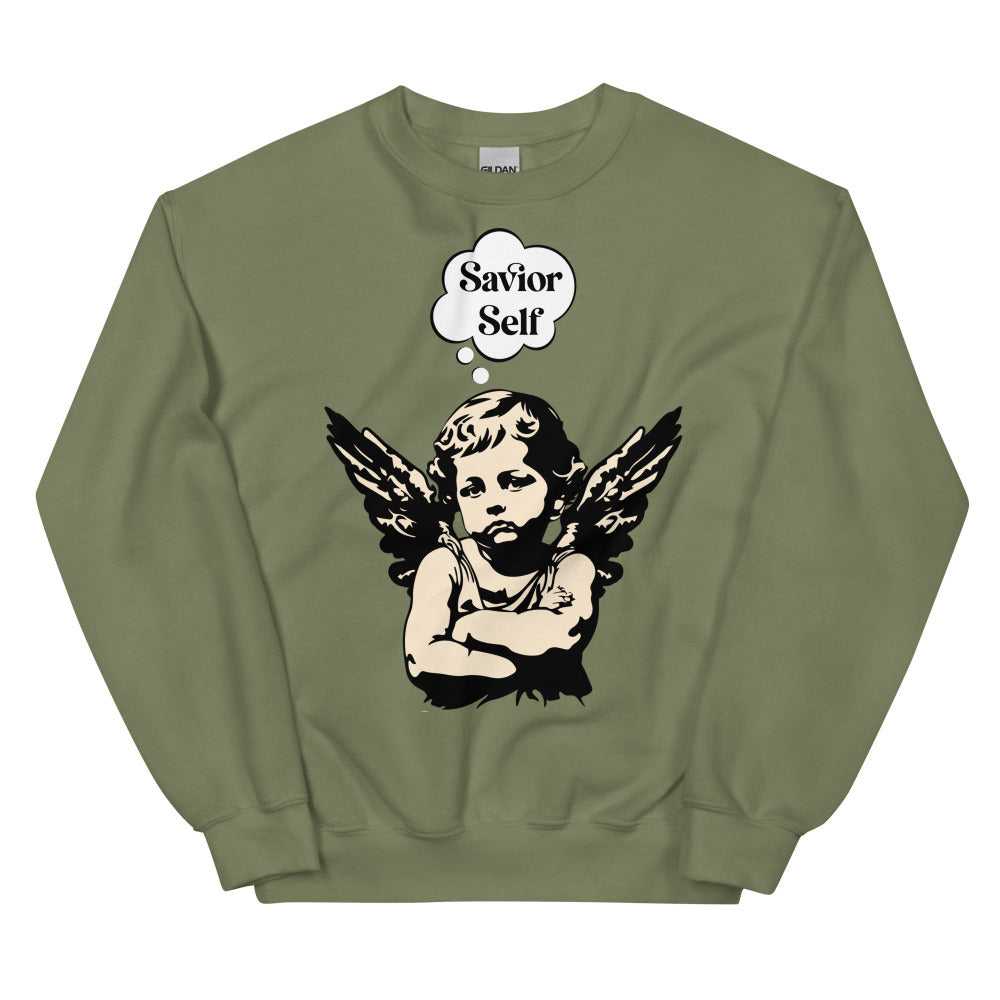 Savior Self Girl Angel Sweatshirt - Military Green Color - https://ascensionemporium.net