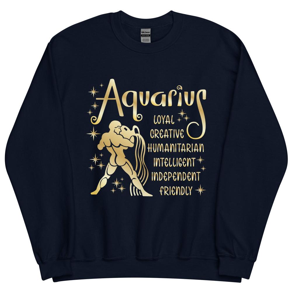 Aquarius Zodiac Positive Traits Sweatshirt - Navy Color - https://ascensionemporium.net