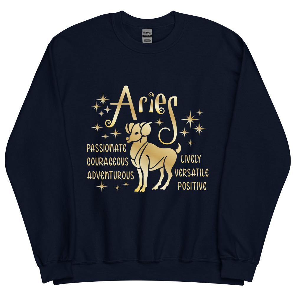 Aries Zodiac Positive Traits Sweatshirt - Navy Color - https://ascensionemporium.net