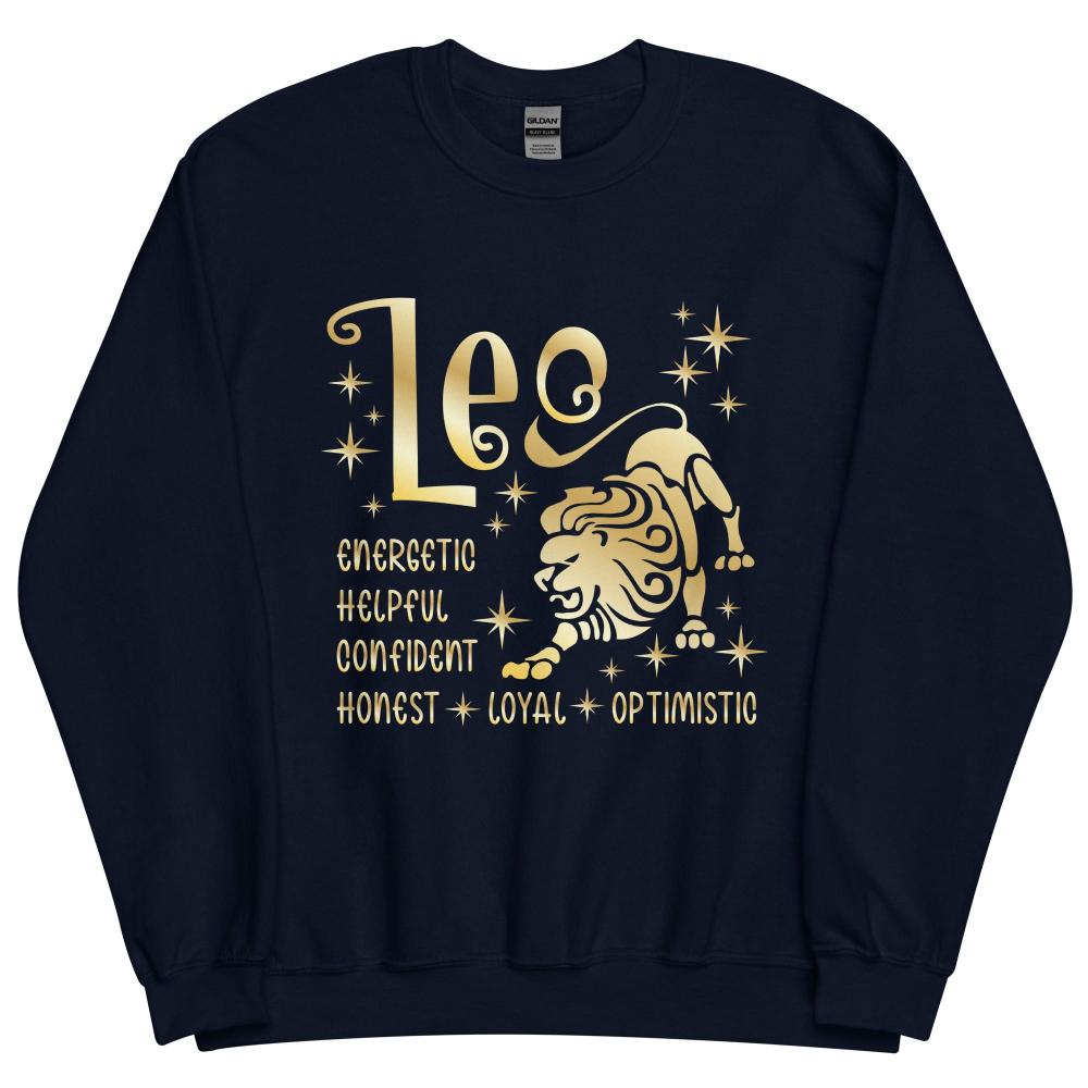 Leo Zodiac Positive Traits Sweatshirt - Navy Color - https://ascensionemporium.net