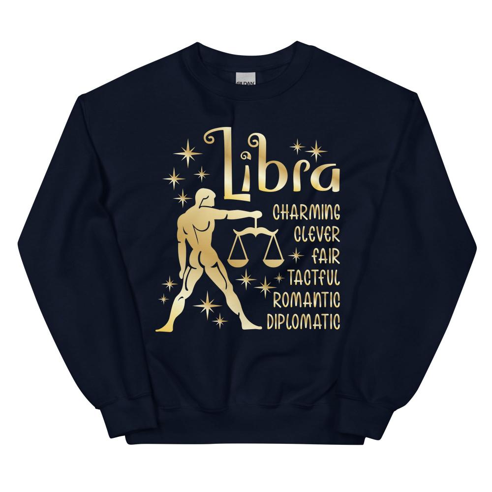 Libra Zodiac Positive Traits Sweatshirt - Navy Color - https://ascensionemporium.net