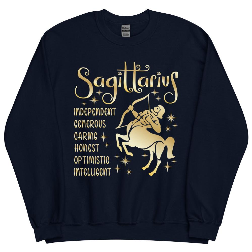 Sagittarius Zodiac Positive Traits Sweatshirt - Navy Color - https://ascensionemporium.net