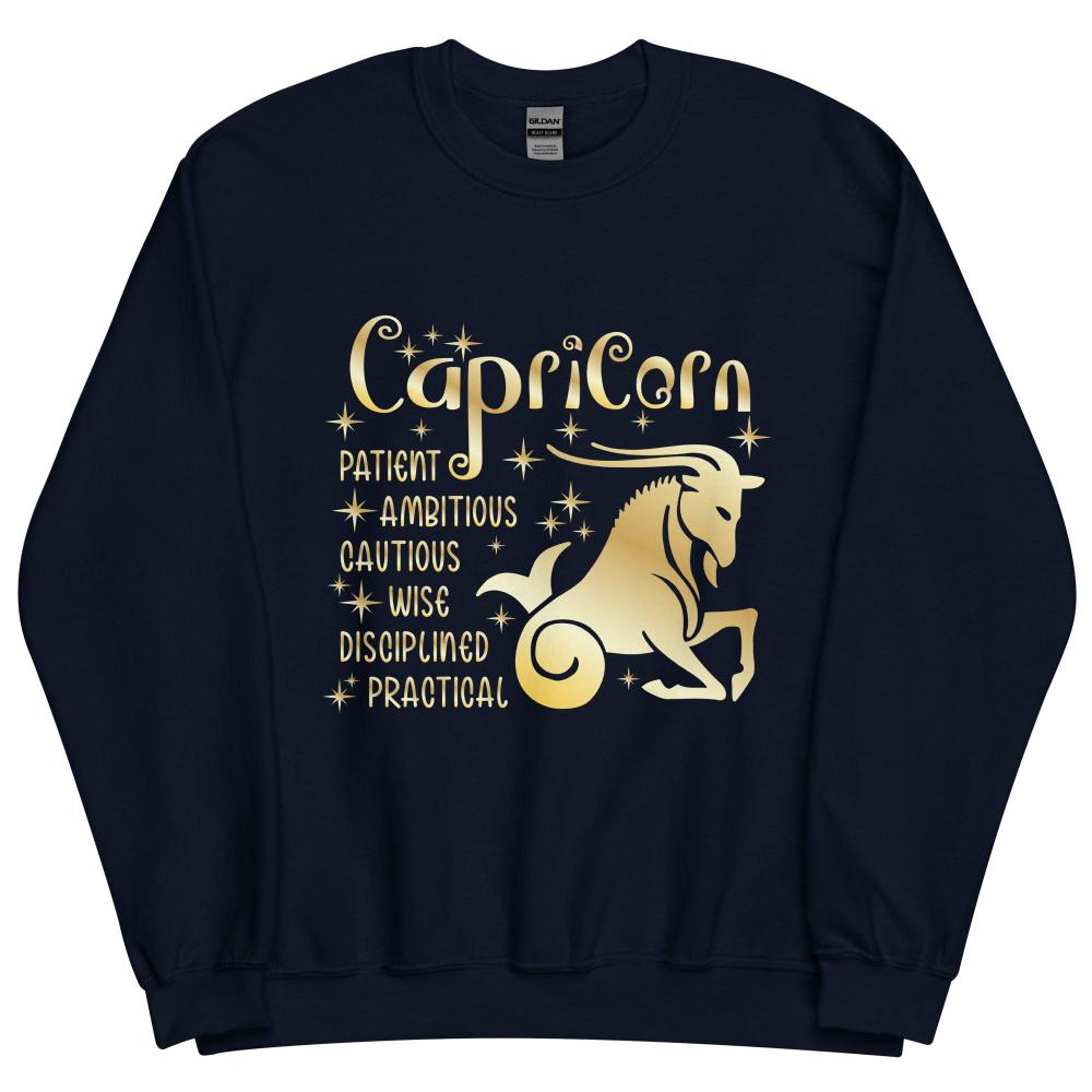 Capricorn Zodiac Positive Traits Sweatshirt - Navy Color - https://ascensionemporium.net