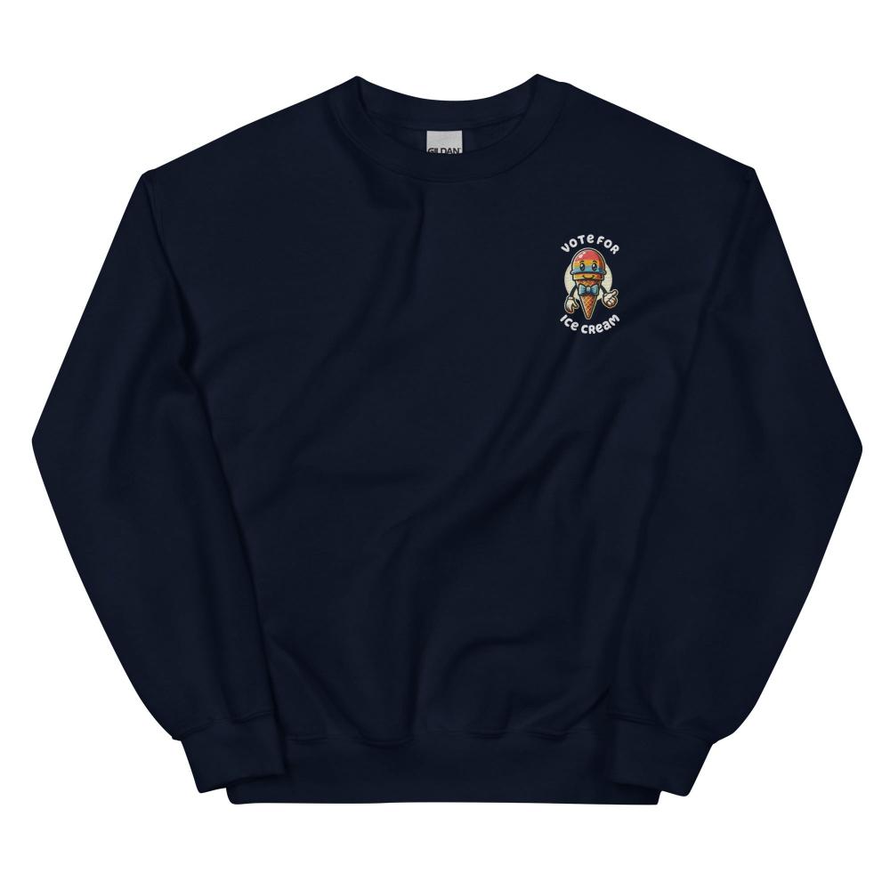 Vote For Ice Cream Embroidered Sweatshirt - Navy Color - https://ascensionemporium.net