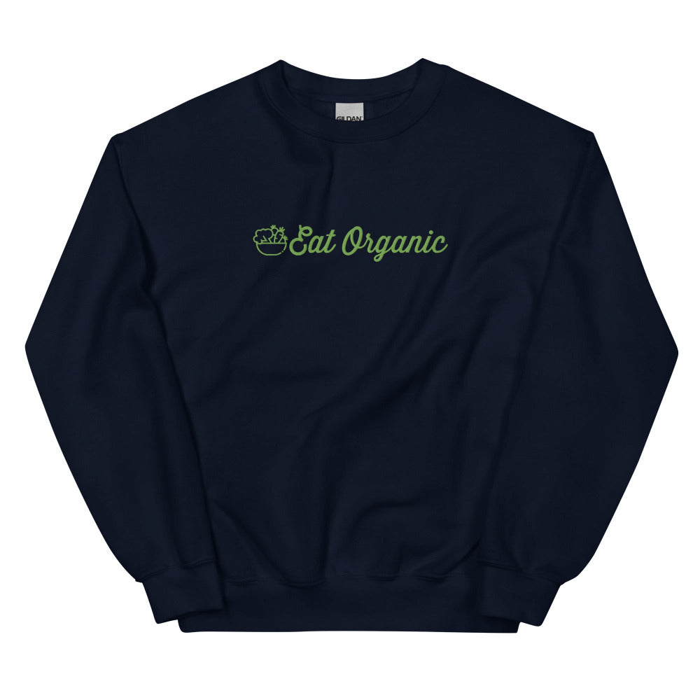 Eat Organic Embroidered Sweatshirt - Navy Color - https://ascensionemporium.net 
