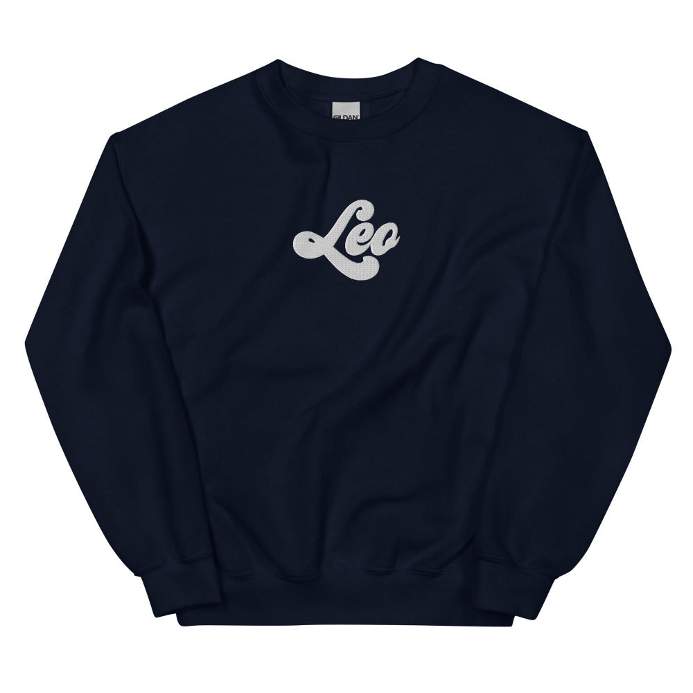Leo Zodiac Embroidered Sweatshirt - Navy Color - https://ascensionemporium.net